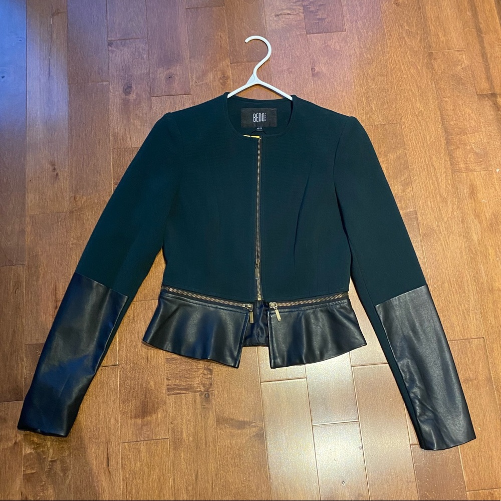 blazer with leather detailing
